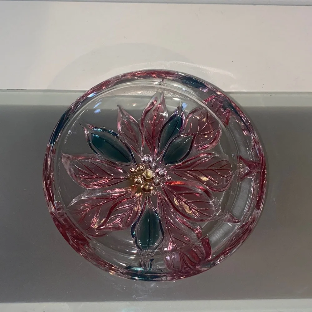SAVOIR VIVRE CHRISTMAS GLASS POINSIETTA CANDY DISH